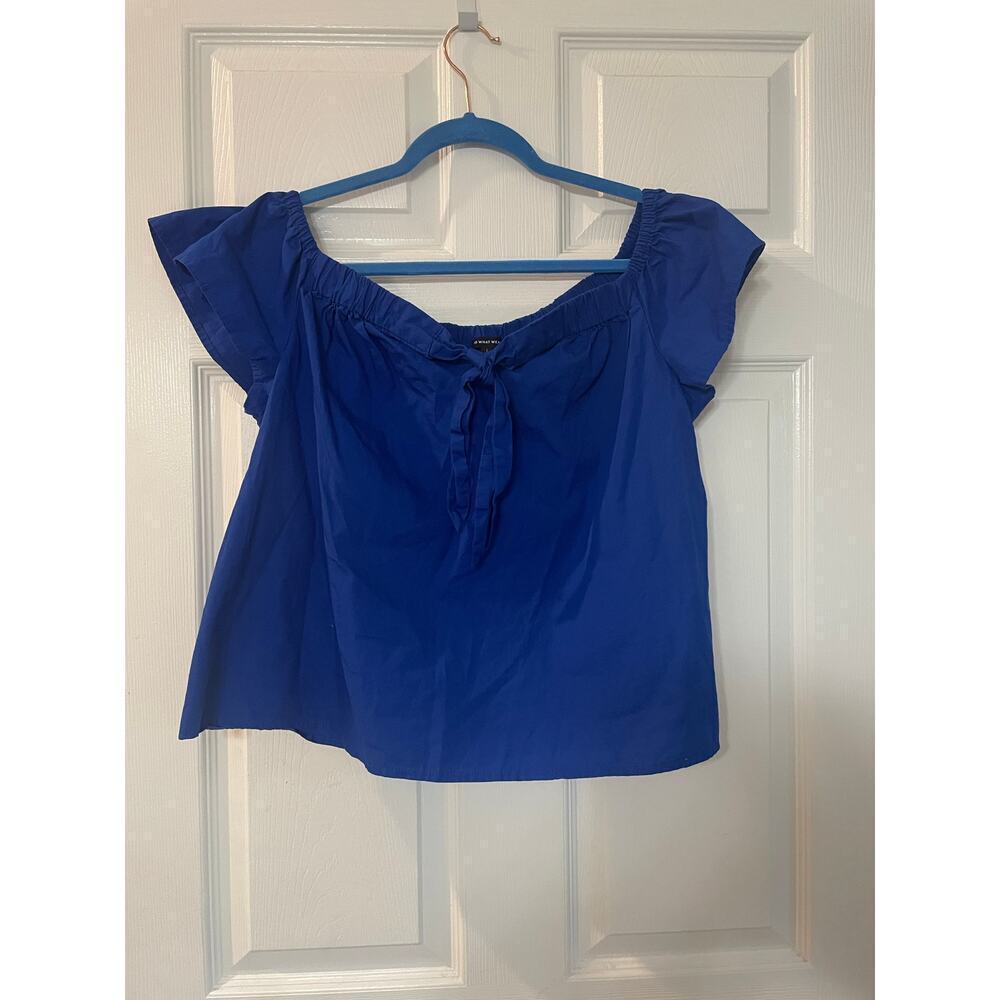 Who what wear royal blue off the shoulder blouse. Size Large